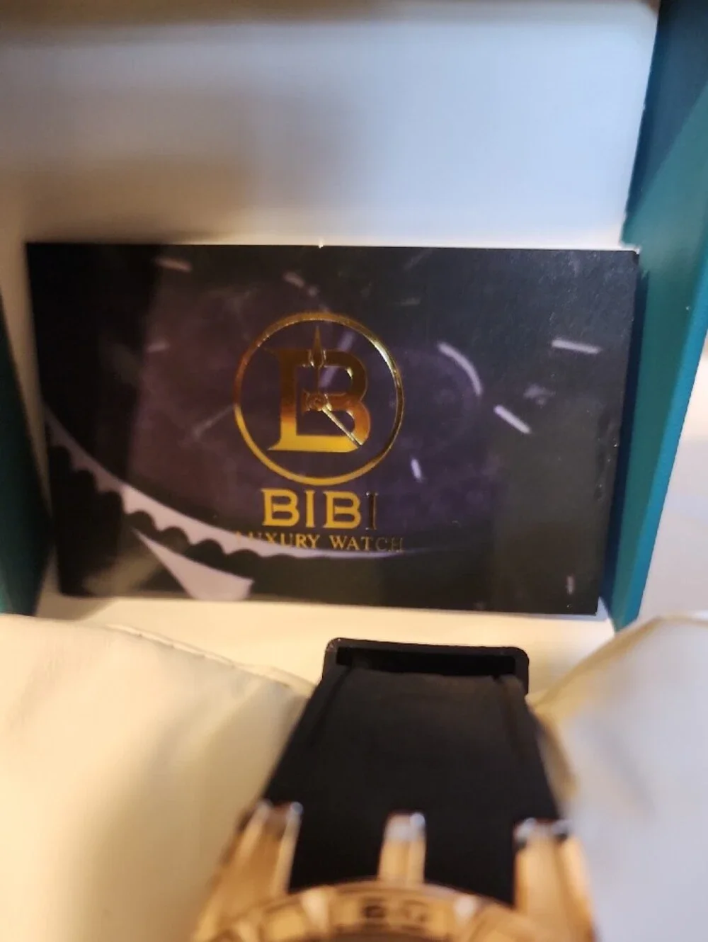 BiBi Rose Gold Case Watch with Black Strap